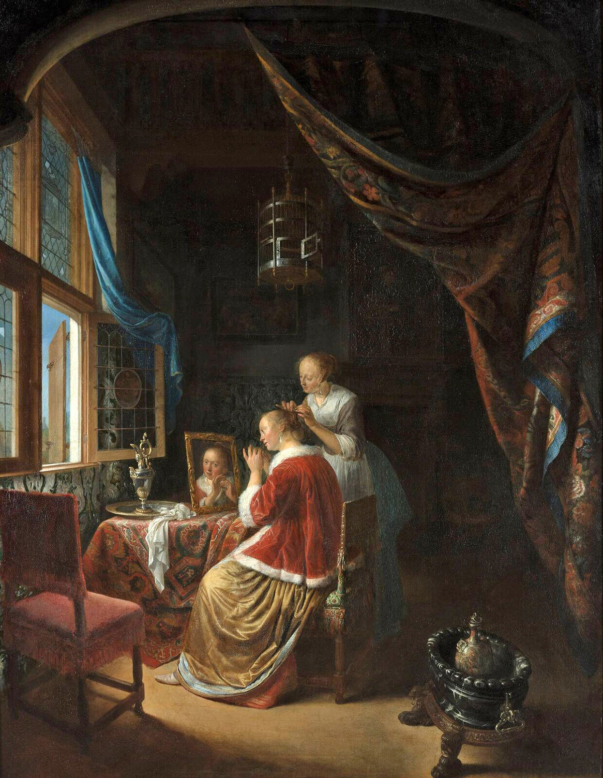 young woman at her toilet